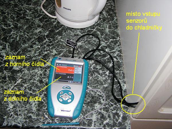současné měření teploty nahoře a dole v chladničce