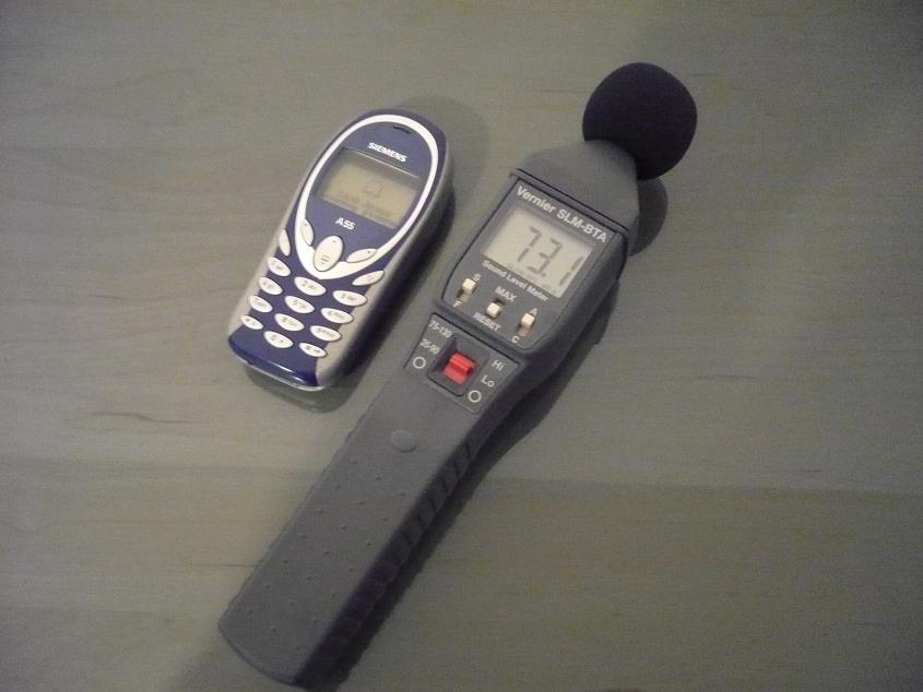 hlukoměr a zvonící telefon